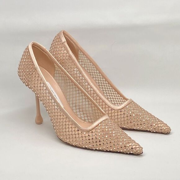 Jimmy Choo Isa 95MM Crystal-Embellished Mesh Pumps size 39 - Picture 2 of 13